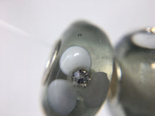 BETHANNY- European Lampwork Glass SILVER & CRYSTAL Large Hole Bead