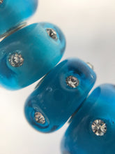 ASHLYNN- European Lampwork Glass TEAL/BLUE CRYSTAL Large Hole Bead