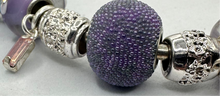 Eurobead Bangle Bracelet in Purple & Teal with Silver Accents & Crystals