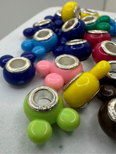 Mickey Mouse Large Hole Acrylic Beads in Assorted Colors with 925 Silver Cores