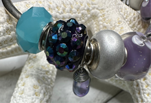 Eurobead Bangle Bracelet in Purple & Teal with Silver Accents & Crystals