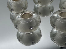 Poly Resin Large Hole Beads White with Shimmer and Crystals and Silver Plated Cores