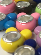 Mickey Mouse Large Hole Acrylic Beads in Assorted Colors with 925 Silver Cores