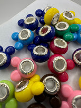 Mickey Mouse Large Hole Acrylic Beads in Assorted Colors with 925 Silver Cores