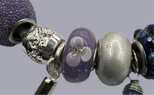 Eurobead Bangle Bracelet in Purple & Teal with Silver Accents & Crystals