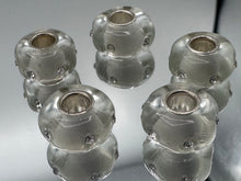Poly Resin Large Hole Beads White with Shimmer and Crystals and Silver Plated Cores