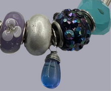 Eurobead Bangle Bracelet in Purple & Teal with Silver Accents & Crystals