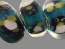 PENGUINS - European Lampwork PENGUIN Beads, BLACK & WHITE Quanity 3 Beads