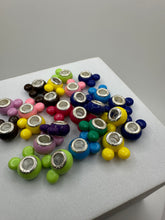 Mickey Mouse Large Hole Acrylic Beads in Assorted Colors with 925 Silver Cores