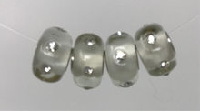 Poly Resin Large Hole Beads White with Shimmer and Crystals and Silver Plated Cores