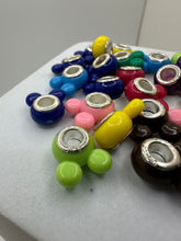Mickey Mouse Large Hole Acrylic Beads in Assorted Colors with 925 Silver Cores
