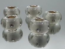 Poly Resin Large Hole Beads White with Shimmer and Crystals and Silver Plated Cores