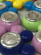 Mickey Mouse Large Hole Acrylic Beads in Assorted Colors with 925 Silver Cores