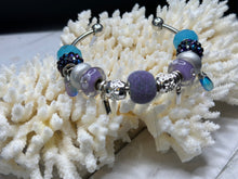 Eurobead Bangle Bracelet in Purple & Teal with Silver Accents & Crystals