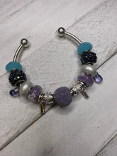 Eurobead Bangle Bracelet in Purple & Teal with Silver Accents & Crystals