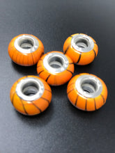 Euro Orange Black Stripes 926 Large Hole Bead