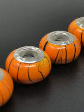 Euro Orange Black Stripes 926 Large Hole Bead