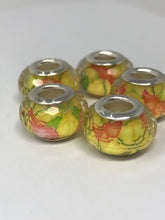 Euro Large Hole Resin Bead with Yellow and Orange