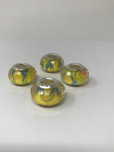 Euro Large Hole Resin Bead Yellow with Green