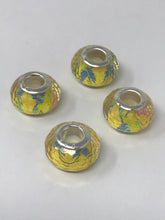 Euro Large Hole Resin Bead Yellow with Green