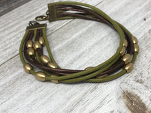 Leather Bangle with Brass Beads