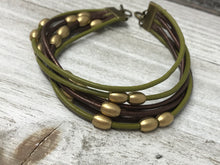 Leather Bangle with Brass Beads