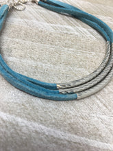 Stackable Turquoise Suede Wrap Bracelet with Silver Accents