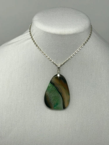 Studio Roo’s “HEATHER” Jasper Agate Pendant on Silver Link Chain