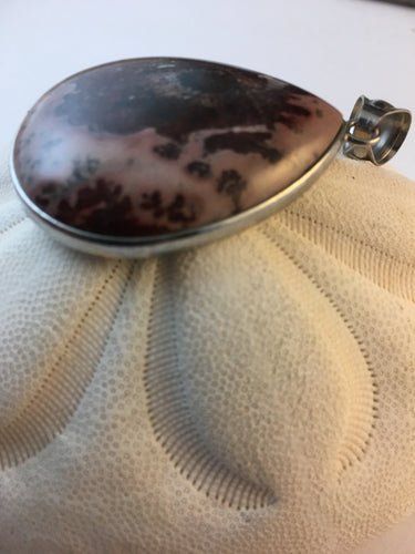 ALISON- Jasper Agate Burgundy/Wine Teardrop Pendant With Silver Setting