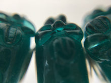 AKAMAI- European Lampwork Glass HAWAIIAN TEAL/BLUE-GREEN FLORAL Bead
