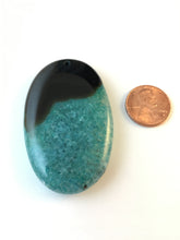 ADDISON - Two Tone Black & Teal Oval Geode Agate pendant