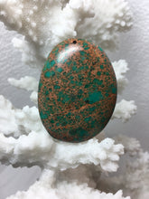 ADELINE- Sea Sediment Jasper Agate Pendant with Aqua Green Pattern
