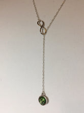 ADELYN - Swarvoski Crystal Peridot Infinity Silver Necklace, August Birthstone