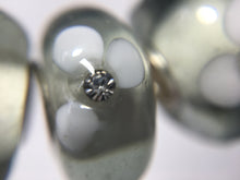 BETHANNY- European Lampwork Glass SILVER & CRYSTAL Large Hole Bead