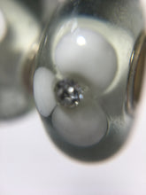 BETHANNY- European Lampwork Glass SILVER & CRYSTAL Large Hole Bead