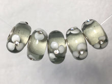 BETHANNY- European Lampwork Glass SILVER & CRYSTAL Large Hole Bead