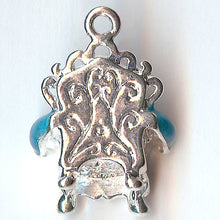 COZY CHAIR- ONE TURQUOISE SILVER PLATED 3D ENAMEL CHARM PENDANT