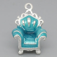 COZY CHAIR- ONE TURQUOISE SILVER PLATED 3D ENAMEL CHARM PENDANT