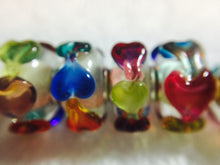 ANGELICA - European Lampwork Glass MULTI COLOR HEARTS Large Hole Bead