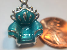 COZY CHAIR- ONE TURQUOISE SILVER PLATED 3D ENAMEL CHARM PENDANT