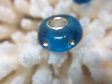 ASHLYNN- European Lampwork Glass TEAL/BLUE CRYSTAL Large Hole Bead