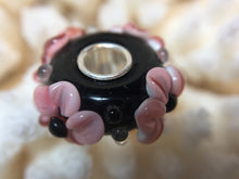 ALAMEA - European Lampwork Glass HAWAIIAN PINK FLOWERS Large Hole Bead