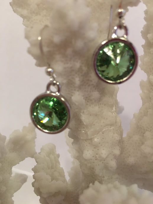 PARISSA - Swarovski Peridot Rivoli  Earrings on Sterling Silver Earwires