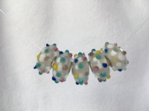 AISHA- European  Lampwork Glass POLKA DOT Large Hole Bead