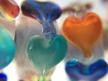ANGELICA - European Lampwork Glass MULTI COLOR HEARTS Large Hole Bead