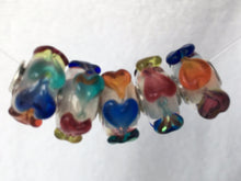 ANGELICA - European Lampwork Glass MULTI COLOR HEARTS Large Hole Bead