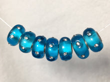ASHLYNN- European Lampwork Glass TEAL/BLUE CRYSTAL Large Hole Bead