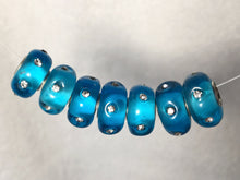 ASHLYNN- European Lampwork Glass TEAL/BLUE CRYSTAL Large Hole Bead