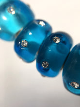 ASHLYNN- European Lampwork Glass TEAL/BLUE CRYSTAL Large Hole Bead
