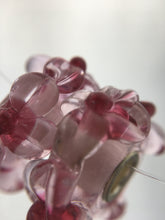 AKELA- European Lampwork Glass HAWAIIAN PINK FLOWERS Large Hole Bead